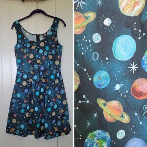Retrolicious Space Galaxy Vintage Pinup Skater Rockabilly 50's Mod dress Sz L